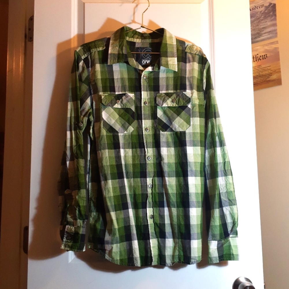 Warehouse One Green Button Down